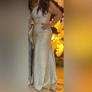 Mac Duggal Shimmering Gold One-Shoulder Gown